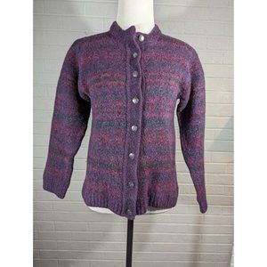 Nor Easterly Tradition | Vintage Merino Wool Purple Sweater Cardigan Women's Siz